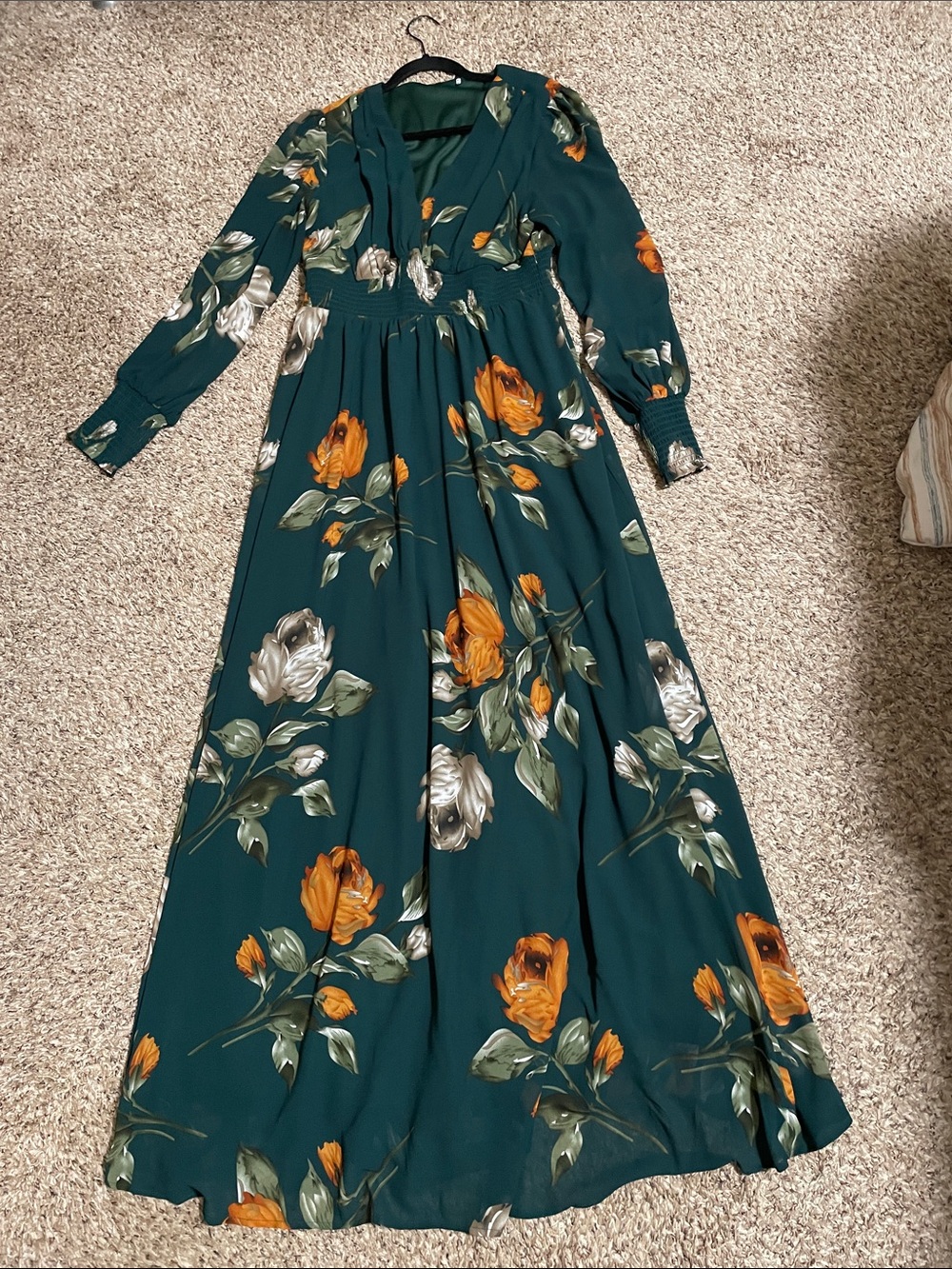 Baltic Born Teal Maxi Dress with Orange and Cream Florals